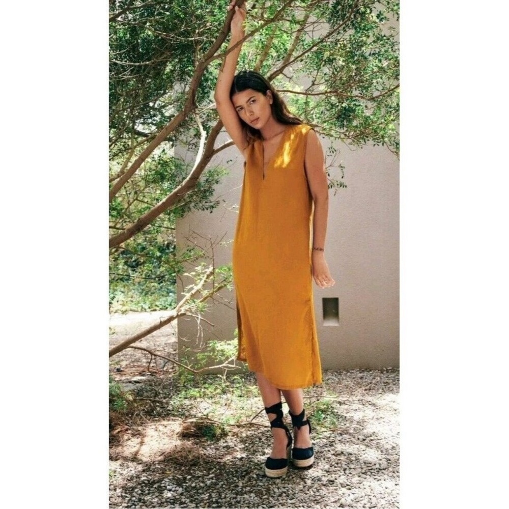 Zara Mustard Yellow linen dress